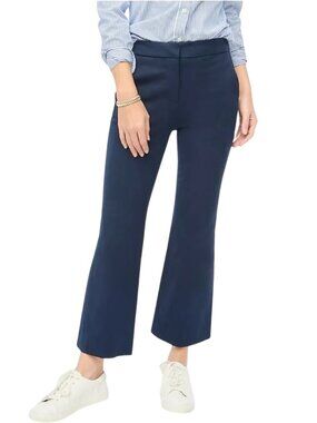 J. Crew Kelsey Flare Pant Cropped Trouser Women's 2 Navy Blue Preppy Career Chic